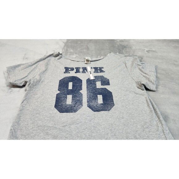 Victoria's Secret XS Grey 86 Campus Cotton Off The Shoulder Tee NWT - Picture 5 of 9